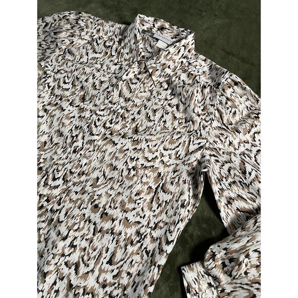 Vtg. DIVERSITY brand Petite SZ 12 mod print long sleeve blouse - Picture 2 of 6